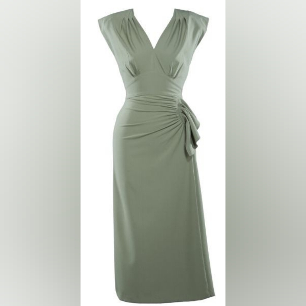 Stop Staring! Timeless wiggle dress in olive green, size L